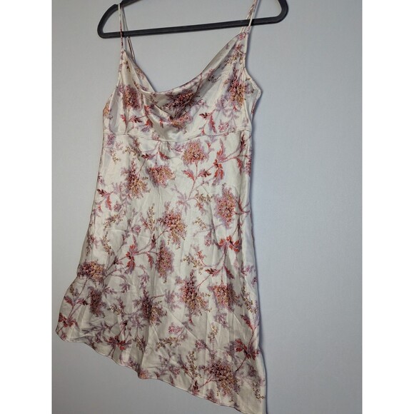 Victorias Secret M Pink Cream Floral Satin Mini Night Gown Nightie Slip Dress Pj - Picture 2 of 13
